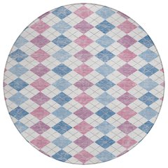 Machine Washable Indoor/Outdoor Chantille ACN2238 Blue 8' x 8' Round Rug