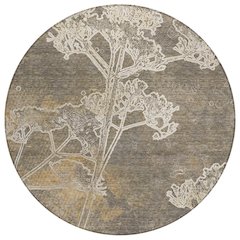 Machine Washable Indoor/Outdoor Chantille ACN2239 Brown 8' x 8' Round Rug