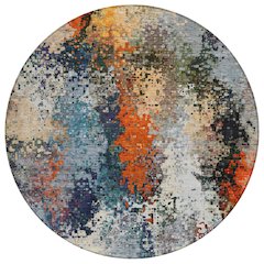 Machine Washable Indoor/Outdoor Chantille ACN2242 Blue 8' x 8' Round Rug