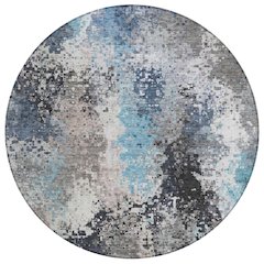 Machine Washable Indoor/Outdoor Chantille ACN2242 Blue 8' x 8' Round Rug