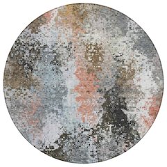 Machine Washable Indoor/Outdoor Chantille ACN2242 Gray 8' x 8' Round Rug