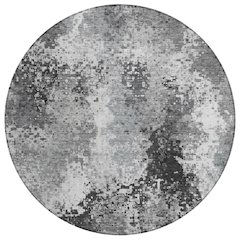Machine Washable Indoor/Outdoor Chantille ACN2242 Gray 8' x 8' Round Rug