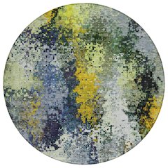 Machine Washable Indoor/Outdoor Chantille ACN2242 Green 8' x 8' Round Rug