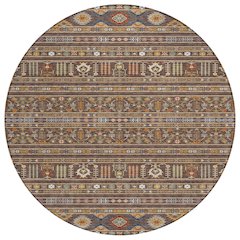 Machine Washable Indoor/Outdoor Chantille ACN2244 Brown 8' x 8' Round Rug