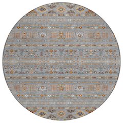 Machine Washable Indoor/Outdoor Chantille ACN2244 Gray 8' x 8' Round Rug