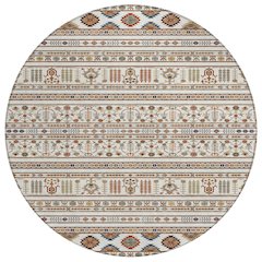Machine Washable Indoor/Outdoor Chantille ACN2244 Ivory 8' x 8' Round Rug