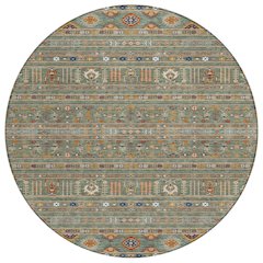 Machine Washable Indoor/Outdoor Chantille ACN2244 Green 8' x 8' Round Rug