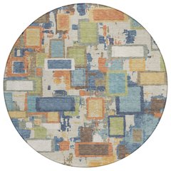 Machine Washable Indoor/Outdoor Chantille ACN2246 Blue 8' x 8' Round Rug