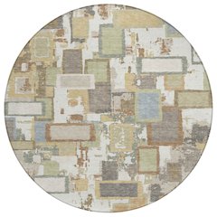 Machine Washable Indoor/Outdoor Chantille ACN2246 Ivory 8' x 8' Round Rug