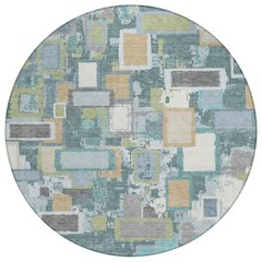 Machine Washable Indoor/Outdoor Chantille ACN2246 Teal 8' x 8' Round Rug