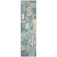 Machine Washable Indoor/Outdoor Chantille ACN2246 Teal 2'3" x 7'6" Runner Rug