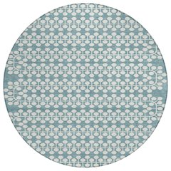 Machine Washable Indoor/Outdoor Chantille ACN2247 Teal 8' x 8' Round Rug