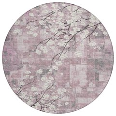 Machine Washable Indoor/Outdoor Chantille ACN2248 Pink 8' x 8' Round Rug