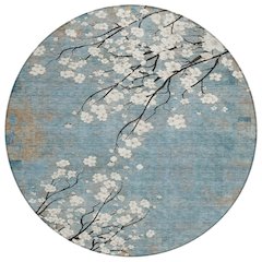 Machine Washable Indoor/Outdoor Chantille ACN2248 Blue 8' x 8' Round Rug