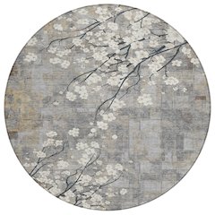 Machine Washable Indoor/Outdoor Chantille ACN2248 Gray 8' x 8' Round Rug