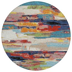 Machine Washable Indoor/Outdoor Chantille ACN2249 Blue 8' x 8' Round Rug