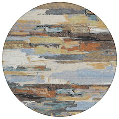 Machine Washable Indoor/Outdoor Chantille ACN2249 Brown 8' x 8' Round Rug