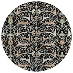 Machine Washable Indoor/Outdoor Chantille ACN2250 Black 8' x 8' Round Rug