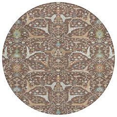 Machine Washable Indoor/Outdoor Chantille ACN2250 Brown 8' x 8' Round Rug