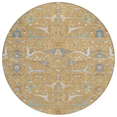 Machine Washable Indoor/Outdoor Chantille ACN2250 Gold 8' x 8' Round Rug