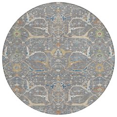 Machine Washable Indoor/Outdoor Chantille ACN2250 Gray 8' x 8' Round Rug