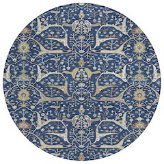 Machine Washable Indoor/Outdoor Chantille ACN2250 Blue 8' x 8' Round Rug