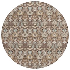Machine Washable Indoor/Outdoor Chantille ACN2251 Brown 8' x 8' Round Rug