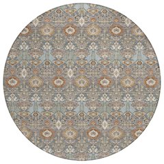 Machine Washable Indoor/Outdoor Chantille ACN2251 Gray 8' x 8' Round Rug