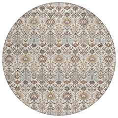 Machine Washable Indoor/Outdoor Chantille ACN2251 Ivory 8' x 8' Round Rug