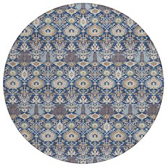 Machine Washable Indoor/Outdoor Chantille ACN2251 Blue 8' x 8' Round Rug