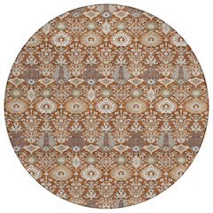 Machine Washable Indoor/Outdoor Chantille ACN2251 Orange 8' x 8' Round Rug