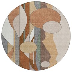 Machine Washable Indoor/Outdoor Chantille ACN2252 Orange 8' x 8' Round Rug