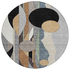 Machine Washable Indoor/Outdoor Chantille ACN2252 Gray 8' x 8' Round Rug