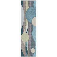 Machine Washable Indoor/Outdoor Chantille ACN2252 Teal 2'3" x 7'6" Runner Rug