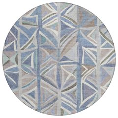 Machine Washable Indoor/Outdoor Chantille ACN2253 Blue 8' x 8' Round Rug