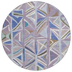 Machine Washable Indoor/Outdoor Chantille ACN2253 Purple 8' x 8' Round Rug