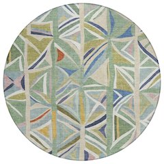 Machine Washable Indoor/Outdoor Chantille ACN2253 Green 8' x 8' Round Rug