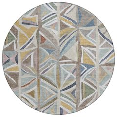 Machine Washable Indoor/Outdoor Chantille ACN2253 Brown 8' x 8' Round Rug