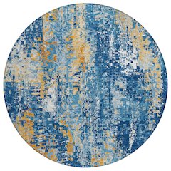 Machine Washable Indoor/Outdoor Chantille ACN2254 Blue 8' x 8' Round Rug
