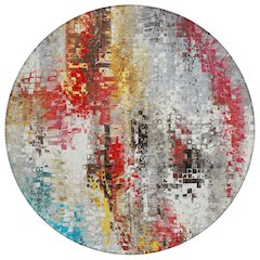 Machine Washable Indoor/Outdoor Chantille ACN2254 Gray 8' x 8' Round Rug