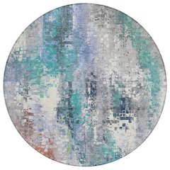 Machine Washable Indoor/Outdoor Chantille ACN2254 Teal 8' x 8' Round Rug
