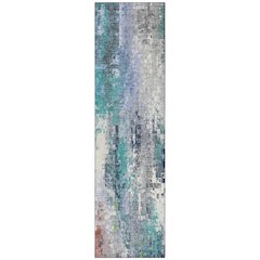 Machine Washable Indoor/Outdoor Chantille ACN2254 Teal 2'3" x 7'6" Runner Rug