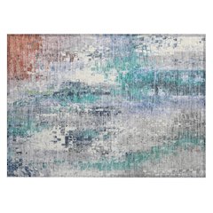 Machine Washable Indoor/Outdoor Chantille ACN2254 Teal 1'8" x 2'6" Rug