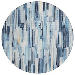Machine Washable Indoor/Outdoor Chantille ACN2255 Blue 8' x 8' Round Rug