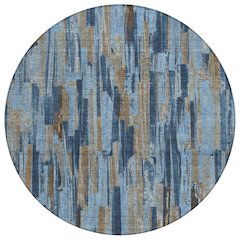 Machine Washable Indoor/Outdoor Chantille ACN2255 Blue 8' x 8' Round Rug