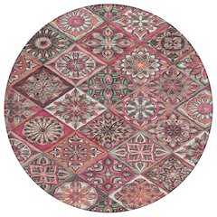Machine Washable Indoor/Outdoor Chantille ACN2256 Pink 8' x 8' Round Rug