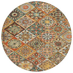 Machine Washable Indoor/Outdoor Chantille ACN2256 Gold 8' x 8' Round Rug