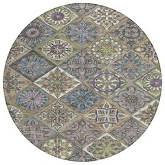 Machine Washable Indoor/Outdoor Chantille ACN2256 Brown 8' x 8' Round Rug