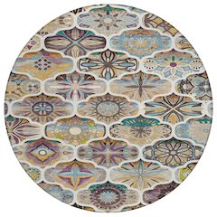 Machine Washable Indoor/Outdoor Chantille ACN2257 Brown 8' x 8' Round Rug