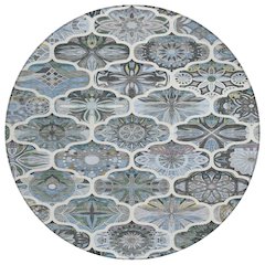Machine Washable Indoor/Outdoor Chantille ACN2257 Blue 8' x 8' Round Rug
